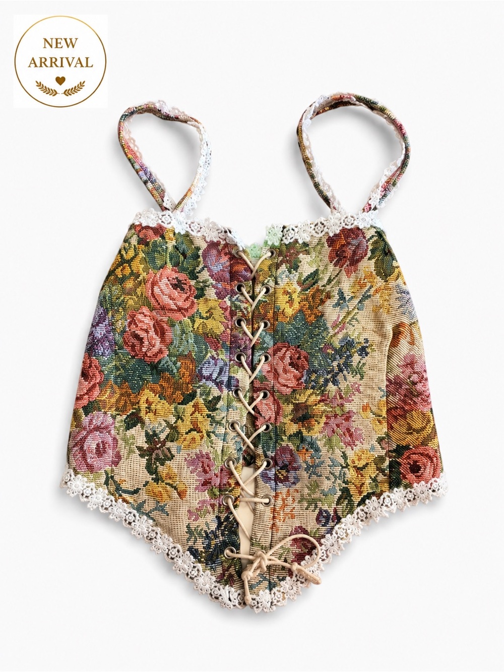 🌸 Juicici Floral Lace-Up Corset Top 🌸